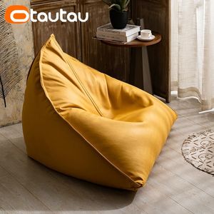 OTAUTAU Triangle Faux cuir Pouf couverture sans remplissage siège de sol Pouf chaise Pouf Ottoman simple canapé meubles SF020 240116