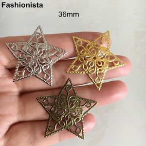 Otros 100 PCS Metal Filigree Star Charms 36 mm Gold Steelcolor Antique Bronze Hollow Star Supplies 5