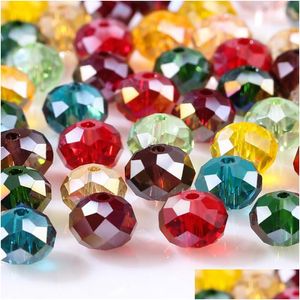 Autre 4 6 8Mm Tchèque Lâche Rondelle Perles De Cristal Pour La Fabrication De Bijoux Bricolage Couture Ab Couleur Entretoise Verre À Facettes En Gros Drop Dh7Kh