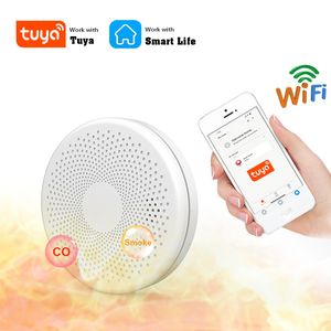Other Alarm Accessories 2 in 1 Version WiFi Function Tuya And Smart Life Smoke Detector Sensor Carbon Monoxide Co Gas Detector Smoke Fire Sound Alarm 230206