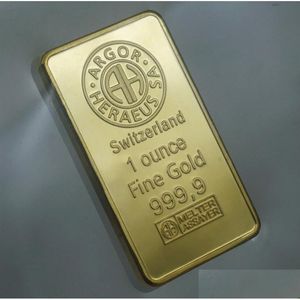 Autres Arts Et Métiers 1 Oz Swizerland Argorheraeus Lingot D'or De Haute Qualité Blion Avec Numéro De Série Séparé Vente Cadeau D'affaires Col Dh6Jq