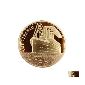 Otras artes y artesanías Moneda chapada en oro de EE. UU. Barco Titanic Monedas coleccionables Colección de arte del incidente Medalla Recuerdo conmemorativo para Ho Dhn03