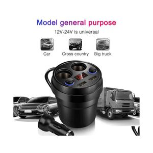 Autre électronique automatique Yantu Cup chargeur de voiture Mtifunction affichage tension 3.1A 2 Usb Dc 1224V allume-cigare séparateur pour Gps Dvr Dhmrg