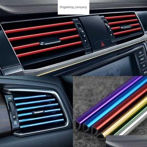 Autres pièces automobiles 10 pcs 20cm climatiseur de voiture sortie de sortie de sortie bande de garniture chrome pvc colorf brillant pour la décoration drop livraison mobile a dhth4