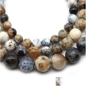 Autres perles Natural Blue Ocean Agates Stone Round Balle lâche 15 6/8/10 mm pour les bijoux Bracelets de collier de bricolage Drop de Dhsxi