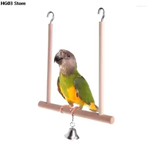 Otros suministros para pájaros 1 unid jaula de pájaros de madera perca colgante de madera juguetes para loros soporte de soporte columpio natural mascota
