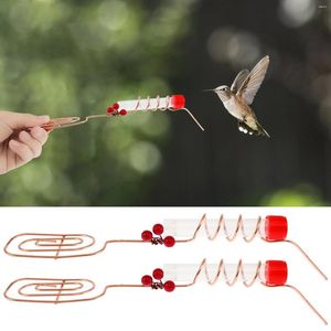 Otros suministros de aves 2 PCS Hat Hummingbird Feeder Handheld con clip de bayas rojas Alimentadoras Tubo de plástico reutilizable