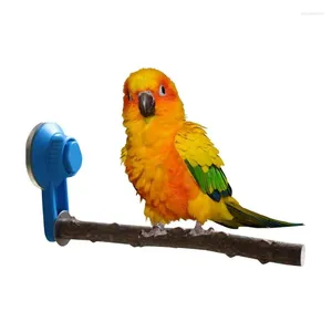 Autres fournitures d'oiseaux Perroquet Perche Poivre Support en bois Poteau Jouets à mâcher avec ventouse pour perruches calopsittes