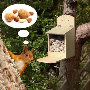 Autres fournitures d'oiseaux Fournitures d'alimentation en bois pour écureuils avec couvercle pour oiseaux à l'extérieur de la mangeoire en métal Cool Hummingbird