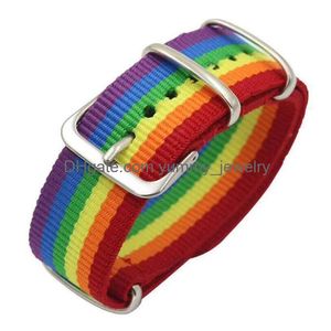 Autres bracelets Népal Rainbow Lesbiennes Gays Biuals Transgenres Bracelets Pour Femmes Filles Fierté Tissé Bracelet Tressé Hommes Couple Amis Dh0Wa
