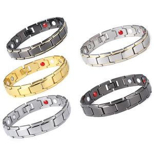 Autres bracelets Traitement Bracelet magnétique Santé Germanium Stretch Bijoux pour hommes et femmes Le cadeau Aimant en acier inoxydable Bra268F