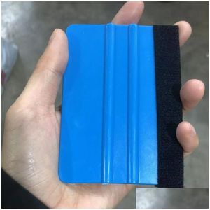 Autres outils de nettoyage de soins Car Vinyl Film Wrap Scrapegee With Felt Doux de bord Soft Paper Mobile SN Protector Installer Tool Blue Dr Dh8tq