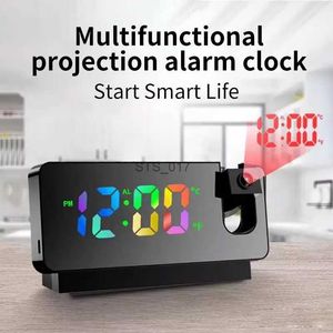 Autres horloges Accessoires Multifonctionnel 180 Projection rotative Réveil créatif LED Écran couleur silencieux Chambre Plafond Projection CadeauL2403