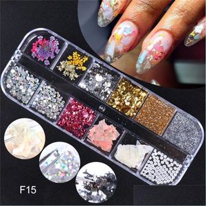 Other Decorative Stickers Fashion Nail Sticker Decoration Dry Flower Sequin Inlay 8 Different Type Manicure Decals Seal Nails Womens Dhk1U