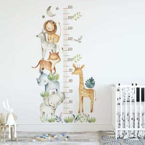 Autres autocollants décoratifs Aquarelle Afrique Animaux Éléphant Girafe Feuilles tropicales Hauteur Tableau de croissance Règle murale Décalcomanies PVC 221203