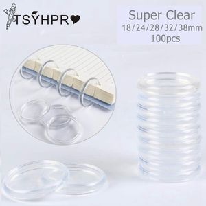 Other Desk Accessories 100pcs Discbound Planner Notebook Discs Expansion super clear 24mm1inch 28mm11inch 32mm125inch 38mm15inch 230710