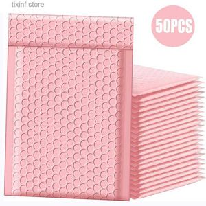 Otros productos de plástico desechables 50 piezas Suministros para pequeñas empresas Bolsas de embalaje de burbujas rosadas para empaquetar productos Paquete de entrega Envío Sobre Mailer T24