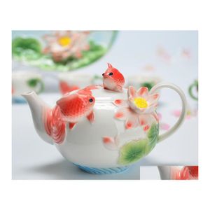 Autre Drinkware Théière De Poisson En Céramique Avec Poignée Jingdezhen Émail Porcelaine Restaurant Drop Delivery Maison Jardin Cuisine Salle À Manger Bar Dhtgt