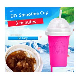 Otro Drinkware Easy Diy Smoothie Cup con St Magic Pinch Maker Travel Camp Portable Sile Sand Ice Cream Slush Dbc Drop Delivery Hom Dhz5H