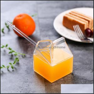 Otros vasos Cocina Comedor Bar Home Garden A-Creative American Box Glass Milk Cup By Sea Pad11609 Drop Entrega 2021 Ptjur