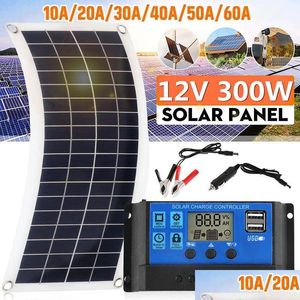 Autre électronique 1000W Panneau solaire 12V Cellule 10A-60A Kit de plaque de contrôleur pour téléphone RV Voiture MP3 Pad Chargeur Batterie extérieure Drop Otkbj