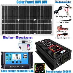 Otros productos electrónicos Sistema de panel solar de 12 V a 110 V/220 V Controlador de carga de batería de panel solar de 18 V Kit de inversor solar de 6000 W Generación de energía completa 230715