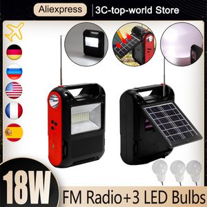 Autres appareils électroniques Panneau d'alimentation solaire USB 18 W Chargeur solaire Ampoules LED Kit de générateur de système domestique Éclairage intérieur/extérieur Antenne FM BT Radio 230715