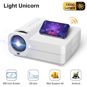 Autres appareils électroniques Light Unicorn T28 1080P Full HD 13000 Lumens Vidéoprojecteur LED 4K Android 5G WiFi 300Inch Home Cinema Theater Smart TV Beamer 230715