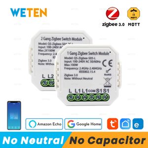 Otros dispositivos electrónicos Tuya Zigbee 30 Interruptor de luz Mini módulo Sin condensador de cable neutro 1 2 Gang Soporte Asistente de hogar a través de Zigbee2mqtt 230829