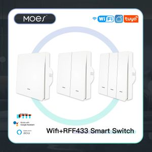 Autres appareils électroniques WiFi Smart Wall Light Switch RF433 Bouton-poussoir Transmetteur vie Tuya App Télécommande Fonctionne avec Alexa Google Home 231007