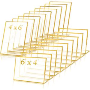Autres fournitures de fête d'événement 10 Pack Gold Frame Acrylique Holder Table de mariage Numéro de Menu clear incliné Image Double Homefavor DH9FX