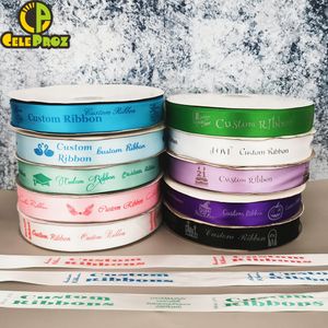 Autres fournitures de fête d'événement 10mm75mm ruban imprimé personnalisé ruban en polyester personnel boîte-cadeau cuisson Wrap mariage anniversaire anniversaire bracelet à bricoler soi-même 230412