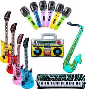 Autres fournitures de fête d'événement 13 Pieceslot gonflable Rock Star Toy Set 1 Radio 4 Guitare 6 Microphones Saxophone Clavier Piano Prop3739811