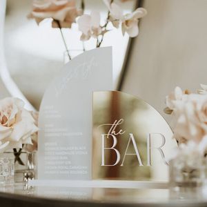 Autres fournitures de fête d'événement 1p Arch Gold Acrylique Bar Sign- Arched Gold Wedding Bar Sign - Signature Drinks Wedding Sign - Wedding Bar Menu - Wedding Signage 230728