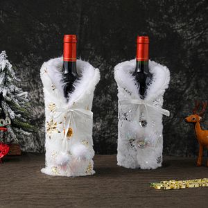 Autres fournitures de fête d'événement 1pc Noël bouteille de vin rouge couvre sac tissus en peluche vacances père Noël champagne couverture décorations pour la maison 230923