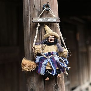 Otros suministros para la fiesta de eventos 1pc Halloween Witch Doll Hanging Ghost Horror Scary Scary Ghost Flying Witch Magic Broom Pendente de Halloween Bar Home Decoración 220829