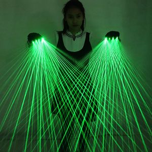 Autres fournitures de fête d'événement 2 en 1 Gants laser verts multi-lignes LED Lazer Mitten Ray Gants Rave LED Flash Finger Palm Light Dress Up LED Robot Suit 231120