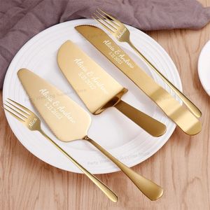 Autres fournitures de fête d'événement 5pcs / set personnalisé couteau à gâteau de mariage ensemble cutter couteau personnalisé pelle couteau à pizza spatule dessert couteau à pain fête d'anniversaire 231026