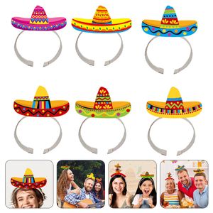 Autres fournitures de fête d'événement 6 pcs La sorcière Chapeau mexicain Bandeaux Sombrero Bandeaux Costume Coiffure Papier Jour Mort Accessoires 230923