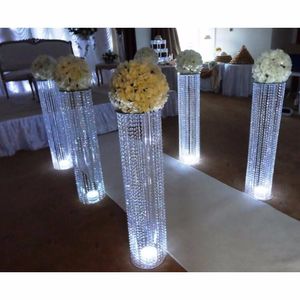 Autres Fournitures De Fête D'événement 6pcs 110cm Cristal De Mariage Route Plomb Acrylique Pièce Maîtresse Pour La Décoration Allée Piliers Passerelle Stand yujin 230414