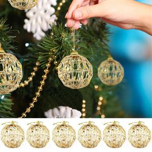 Autres fournitures de fête d'événement 6pcs / lot ornements de boule de Noël décorations d'or boules d'arbre avec des échelles boules suspendues décor Navidad 231027