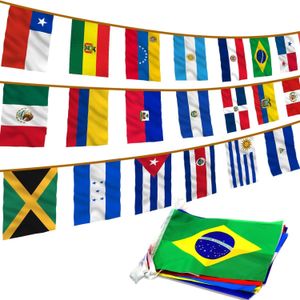 Otros suministros para fiestas y eventos Anley América Latina 21 países Banderas en hilo para eventos internacionales Pancartas con banderas latinas surtidas 30 pies 230915