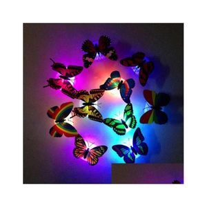 Autres fournitures de fête d'événement Colorf Changement de papillon LED Night Light Lampe Home Chambre Bureau Décoration murale Décorations Decorat Dhmqa