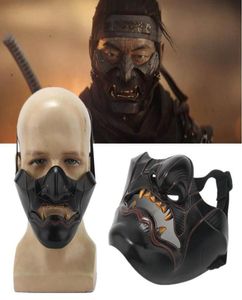 Autre événement Fourniture de fête Généré fantôme de Tsushima Jin Mask Cosplay Resin Masks Props Halloween Japonais Katana Ninja Anime Acpes9982674