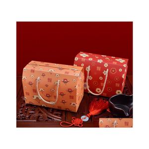 Autres fournitures de fête d'événement Boîte-cadeau Kraft Paper Candy Sac fourre-tout Fruit Nut Emballage alimentaire Année chinoise Décoration Partyfavors Sn4358 Dh09B