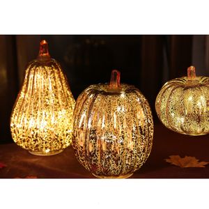 Autres fournitures de fête d'événement Verre Halloween citrouille lampe décoration lumineuse lanterne LED citrouille à piles pour Halloween fête cadeau éclairer la décoration de la maison 230905