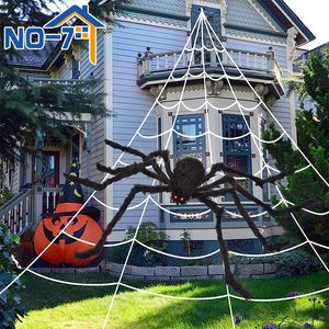 Otros suministros para la fiesta de eventos Halloween Giant Spider Large Scary Halloween Outdoor Decorations Feelike Faits Fake Spider Web Liquidación para el patio 230811