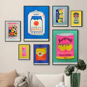 Otros suministros para fiestas de eventos japonés rosa jugo de limón flor tinta enlatada sardina tomate arte de la pared pintura cartel nórdico e imágenes impresas decoración de la sala de estar 230818