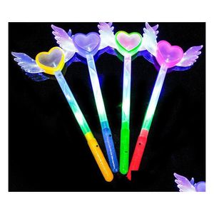 Autres fournitures de fête d'événement LED Baguettes magiques Flash Fairy Angel Heart Wings Baguette Cosplay Déguisement Glow Sticks Party Light Up Atmos Dhiwe