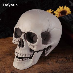 Autres fournitures de fête d'événement Lofytain Halloween décorations artificielles du crâne de la tête en plastique Plastique Skull Horror Skeleton Modèle pour Bar Party Home Decor 230811